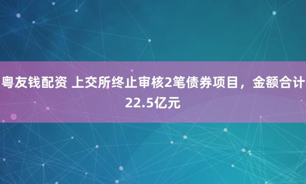 粤友钱配资 上交所终止审核2笔债券项目，金额合计22.5亿元